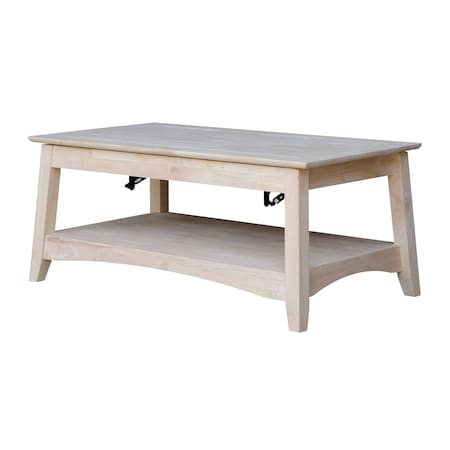 International Concepts Rectangle Bombay Tall Coffee Table-Includes Lift Top, 24 W, 40 L, 18 in H, Wood, Unfinished OT-4TCL